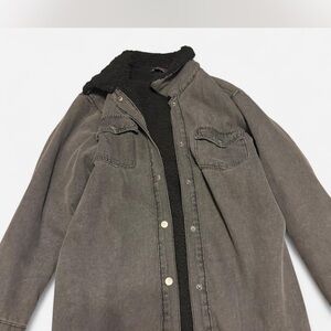 Men's Gray Sherpa-Lined Jacket